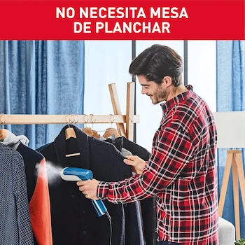 Imagen 3 de T-fal Vaporizador de Ropa Steam First, Plancha Vertical Portátil con Tanque de 70 ml, Azul y Blanco, Modelo DT6130Q1