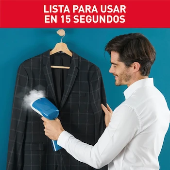 Imagen 4 de T-fal Vaporizador de Ropa Steam First, Plancha Vertical Portátil con Tanque de 70 ml, Azul y Blanco, Modelo DT6130Q1