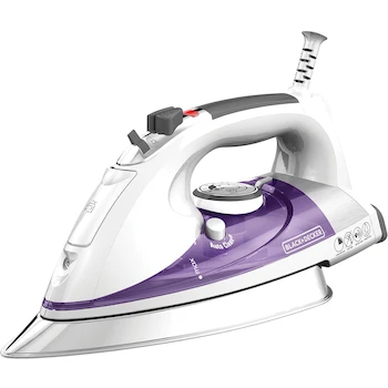 Imagen de referencia para BLACK+DECKER IR1350S Plancha de Vapor Profesional con Suela de Acero Inoxidable y Cordón de 3 m, Capacidad de 280 ml, Dimensiones 13.2 x 16.3 x 7 pulgadas, Color Morado