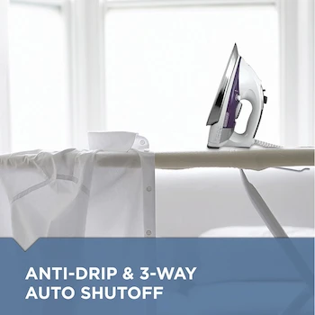 Imagen 5 de BLACK+DECKER IR1350S Plancha de Vapor Profesional con Suela de Acero Inoxidable y Cordón de 3 m, Capacidad de 280 ml, Dimensiones 13.2 x 16.3 x 7 pulgadas, Color Morado