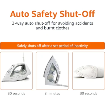 Imagen 4 de Amazon Basics Plancha de Vapor Modelo B08CHJ9LFR de 1700 W y 30,4 cm, con Suela de Acero Inoxidable, 397 Orificios, Depósito de 300 ml, Cable de 1,98 m, Gris