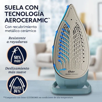 Imagen 4 de Oster Plancha de Vapor AeroGlide Plus S7400, Verde Claro, Modelo GCSTAC7402-013