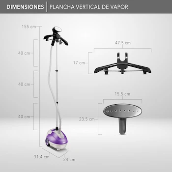 Imagen 2 de Plancha de Vapor Vertical con Pedestal RCA Morada Modelo RC-928 Capacidad 1.3 Litros