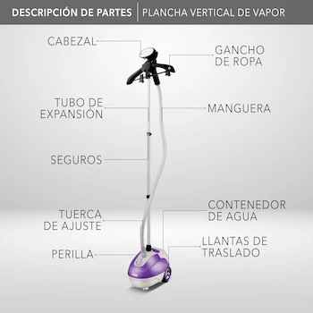 Imagen 5 de Plancha de Vapor Vertical con Pedestal RCA Morada Modelo RC-928 Capacidad 1.3 Litros