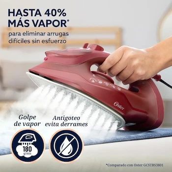 Imagen 2 de Oster Plancha de Vapor AeroGlide S7200 Rojo GCSTAC7201-013