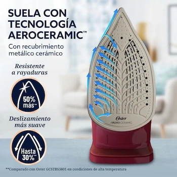 Imagen 4 de Oster Plancha de Vapor AeroGlide S7200 Rojo GCSTAC7201-013