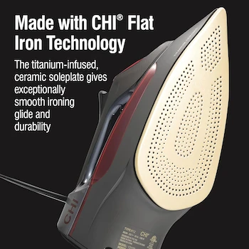 Imagen 3 de CHI Plancha de Vapor Profesional con Cable Retráctil, Placa de Cerámica Infundida en Titanio, Modelo 13109, Gris
