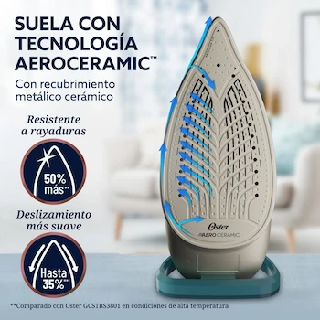 Imagen 4 de Oster Plancha de Vapor AeroGlide Max S7800 Verde Oscuro GCSTAC7802-013