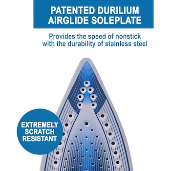 Imagen 3 de T-Fal Plancha de Vapor Ultraglide FV5841U0 para Ropa Suela Durilium Punta de Precisión Antigoteo Apagado Automático 1800 Vatios Azul