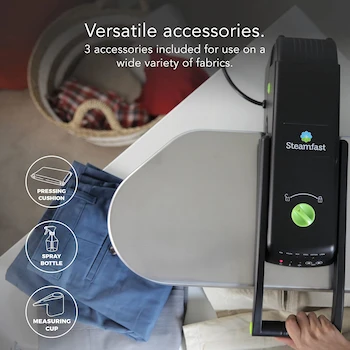 Imagen 3 de Steamfast SF-680 Deluxe Digital Fabric Steam Press Plancha Digital a Vapor en Acero Inoxidable Negro Superficie 25x10.5 pulgadas Tanque 10 oz