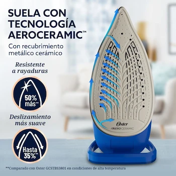 Imagen 4 de Oster Plancha de Vapor, AeroGlide Plus S7600, Azul Claro, GCSTAC7601-013
