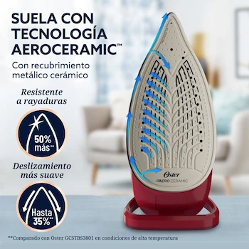 Imagen 4 de Oster Plancha de Vapor AeroGlide Plus S7600 GCSTAC7602-013 Rojo