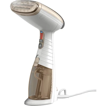 Imagen de referencia para Conair Turbo ExtremeSteam Vaporizador Portable de Mano y Plancha 2-en-1, Modelo GS59X, Color Blanco con Dorado, Capacidad del Tanque 216 ml, Dimensiones 34.6 x 21.9 x 14.6 cm