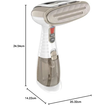 Imagen 2 de Conair Turbo ExtremeSteam Vaporizador Portable de Mano y Plancha 2-en-1, Modelo GS59X, Color Blanco con Dorado, Capacidad del Tanque 216 ml, Dimensiones 34.6 x 21.9 x 14.6 cm