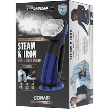 Imagen 5 de Conair Turbo ExtremeSteam Vaporizador de Telas Portátil de Mano 2 en 1 con Plancha, Modelo GS60, Color Verde