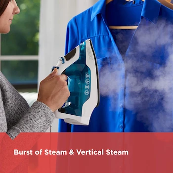 Imagen 2 de BLACK+DECKER Plancha Compacta de Vapor Easy Steam, Modelo IR06V, Color Azul/Blanco