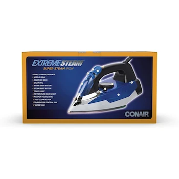 Imagen 5 de Conair Extreme Steam Super Plancha de Vapor, Modelo GI100, Color Blanco/Azul, Capacidad del Tanque de Agua 250 ml, Dimensiones 16.5 x 13.3 x 31.1 cm