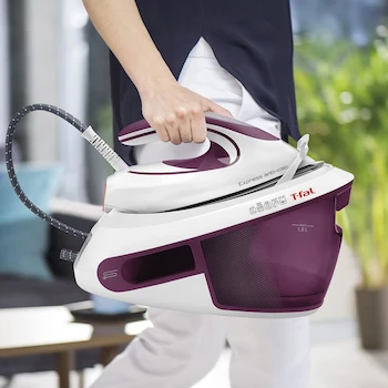 Imagen 2 de Central de Vapor T-Fal Express Blanca/Morada, Suela Durilium AirGlide, Depósito de 1.8 L, SV8031X0