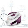 Miniatura de Central de Vapor T-Fal Express Blanca/Morada, Suela Durilium AirGlide, Depósito de 1.8 L, SV8031X0