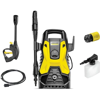 Imagen alusiva al producto Hidrolavadora Kärcher K Práctica Black, Modelo Práctica Black / 1-994-388.0, Serie Práctica, Color Amarillo, Dimensiones 400x210x200 mm, Peso 4 kg, Caudal de Agua 300 L/h, Longitud de Manguera 3 m, Longitud de Cable 5 m, Voltaje 110-127 V