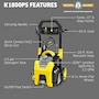 Miniatura de Lavadora a Presión Eléctrica Kärcher Modelo K1800PS Serie Performance, Color Amarillo y Negro, Máximo 2250 PSI, 1.46 GPM Máximo, 3 Boquillas de Pulverización (15°, 65°, Turbo), Tanque de Detergente de 0.5 Galones, Manguera de 20 Pies