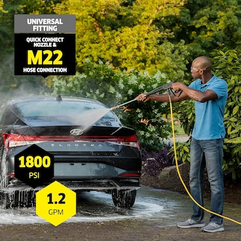 Imagen 4 de Lavadora a Presión Eléctrica Kärcher Modelo K1800PS Serie Performance, Color Amarillo y Negro, Máximo 2250 PSI, 1.46 GPM Máximo, 3 Boquillas de Pulverización (15°, 65°, Turbo), Tanque de Detergente de 0.5 Galones, Manguera de 20 Pies