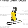 Miniatura de Kärcher Lavadora a Presión Eléctrica K3 Control de Potencia, Color Amarillo/Negro, Modelo 1.676-100.0, Serie K3, Máximo 2100 PSI, 1.45 GPM, Manguera de 25 Pies, 2 Varillas de Pulverización, Dimensiones 11.7 x 11 x 26.7 Pulgadas, Peso 12.2 Libras