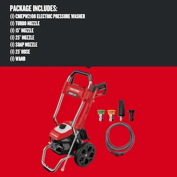 Imagen 3 de CRAFTSMAN CMEPW2100 - Lavadora Eléctrica a Presión de Agua Fría, Roja, 2100 PSI Máx, 1.2 GPM, con Cable Eléctrico, 13 Amp, 120V, Peso 29 lbs