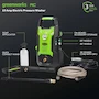 Miniatura de Greenworks Hidrolavadora o Lavadora a Presión GPW1602 Premium 1600 PSI, 13 Amp, 1.2 GPM, Dimensiones 46.99 x 26.11 x 22.2 cm, Peso 7.7 kg