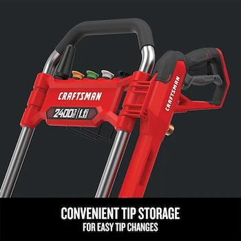Imagen 5 de CRAFTSMAN - Lavadora eléctrica a presión, Agua fría, Color Rojo, 2400 PSI, 1.1 GPM, con Cable, Modelo CMEPW2400, Dimensiones 19.5 x 18 x 30 pulgadas, Peso 53 libras, Manguera 25 pies