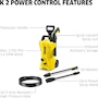 Miniatura de Kärcher K 2 Power Control MAX 2000 PSI Lavadora a Presión Eléctrica Amarilla con 2 Varillas de Pulverización y Manguera de 26 Pies, 1.45 GPM, Modelo 1.673-609.0, Serie K2, Peso 6.49 kg, Dimensiones 24.6 x 28.2 x 58.7 cm