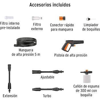 Imagen 4 de Truper HILA-1500H Hidrolavadora Eléctrica Horizontal Naranja/Negro Modelo HILA-1500H