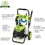 Miniatura de Greenworks Lavadora a Presión Eléctrica Premium Pro Modelo GPW2300, Color Verde, 2300 PSI, 2.3 GPM, Motor Sin Escobillas, Certificado PWMA, Dimensiones 18.9 x 21.3 x 32.7 pulgadas, Peso 41.2 libras, ASIN B097R2S4GG