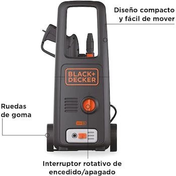 Imagen 2 de BLACK+DECKER Hidrolavadora Eléctrica de Alta Presión BW15-B3 Naranja/Negro