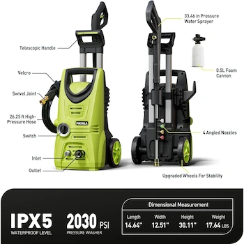 Imagen 3 de Lavadora a Presión Eléctrica 2030 PSI con Junta Giratoria Mejorada, Manguera de 26 Pies y 4 Boquillas, Modelo B0CSSYSK53