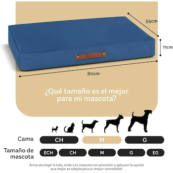 Imagen 4 de ESQUIMAL Cama Antiestrés de Foam para Perro y Gato, Colchoneta Rectangular para Mascota (Azul, Mediano)