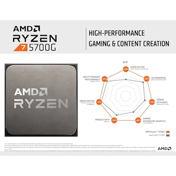 Imagen 4 de AMD Ryzen 7 5700G Procesador de Escritorio 8 Núcleos 16 Hilos con Gráficos Radeon Serie 5000 G Cezanne Socket AM4 Modelo 100-100000263BOX Negro Incluye Disipador Wraith Stealth
