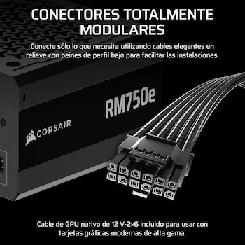 Imagen 4 de Corsair RM750e (2025) Fuente de Alimentación ATX 750W Totalmente Modular RMe Series Negro