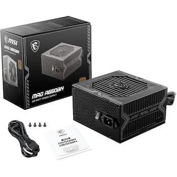 Imagen 2 de MSI MAG A650BN Fuente de Poder Negra 650W 80 Plus Bronze No Modular Ventilador 120mm ATX Serie MAG