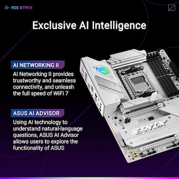 Imagen 2 de ASUS Tarjeta Madre ROG Strix B850-A Gaming WiFi ATX Socket AM5 Chipset AMD B850 Color Blanco para Procesadores AMD Ryzen