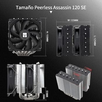 Imagen 5 de Thermalright Peerless Assassin 120 SE Enfriador de Aire para CPU Doble Torre Gris Modelo Peerless Assassin 120 SE 155mm Altura Compatible AMD AM4 AM5 Intel LGA 1150 1151 1155 1156 1200 1700