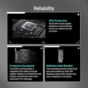 Imagen 4 de Tarjeta Gráfica ASUS Dual Radeon RX 9060 XT 16GB GDDR6, PCIe 5.0, 1x HDMI 2.1b, 2x DisplayPort 2.1a, Diseño de 2.5 Ranuras, Color Negro, Modelo DUAL-RX9060XT-16G, Dimensiones 202x120x49 mm