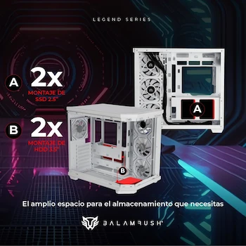 Imagen 4 de Balam Rush Gabinete Gamer Media Torre Tank Master 9600 TB MAX Mid Tower ATX Negro