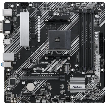 Imagen 2 de ASUS PRIME A520M-A II AMD A520 Socket AM4 microATX Motherboard, Color Black/Silver, Model A520M-A II, Series PRIME, Max Memory Capacity 128GB DDR4 with 4 Slots, Form Factor microATX, Size 9.6 x 9.6 inches (24.4 x 24.4 cm)
