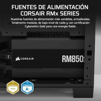 Imagen 2 de Corsair Serie RMx RM850x Fuente de Alimentación ATX Totalmente Modular 850 Watts Negro, Modelo CP-9020180-NA, Dimensiones 150x86x160mm