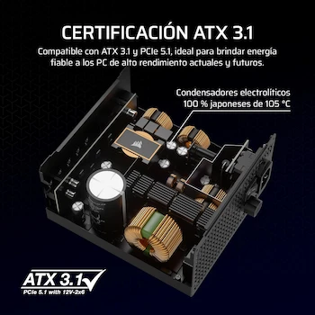 Imagen 4 de Corsair Serie RMx RM850x Fuente de Alimentación ATX Totalmente Modular 850 Watts Negro, Modelo CP-9020180-NA, Dimensiones 150x86x160mm