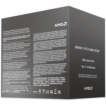 Imagen 4 de AMD Ryzen 5 8400F 8000 Series 6-Core 12-Thread Desktop Processor, Socket AM5, 4.2GHz Base Clock, 4.7GHz Max Boost, 65W TDP, 6MB L2 Cache, 16MB L3 Cache, DDR5 Memory, 2 Channels, 256GB Max, Zen 4 Phoenix, No iGPU, 8oz Weight