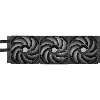 Imagen 2 de Thermaltake AW420 Refrigerador Líquido AIO para Intel LGA 4677 y AMD sTR5/SP6, Radiador de 420 mm, 3 Ventiladores de 140 mm Toughfan Pro, Bloque de Cobre Niquelado, Color Negro, Modelo CL-W445-PL14BL-A