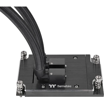 Imagen 5 de Thermaltake AW420 Refrigerador Líquido AIO para Intel LGA 4677 y AMD sTR5/SP6, Radiador de 420 mm, 3 Ventiladores de 140 mm Toughfan Pro, Bloque de Cobre Niquelado, Color Negro, Modelo CL-W445-PL14BL-A