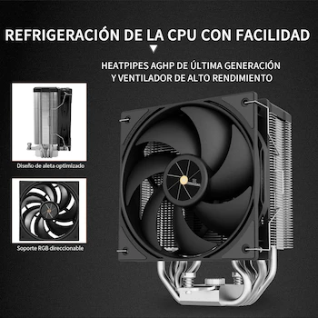 Imagen 4 de Thermalright Assassin X 120R Digital Black Enfriador de CPU con Pantalla Digital, Modelo AX120R D BLACK, Color Negro, Tamaño 12x7.1x15.1 cm, Ventilador 120mm, 4 Tubos de Calor Aluminio, Soporte AMD AM4/AM5 Intel LGA1851/1700/115X/1200